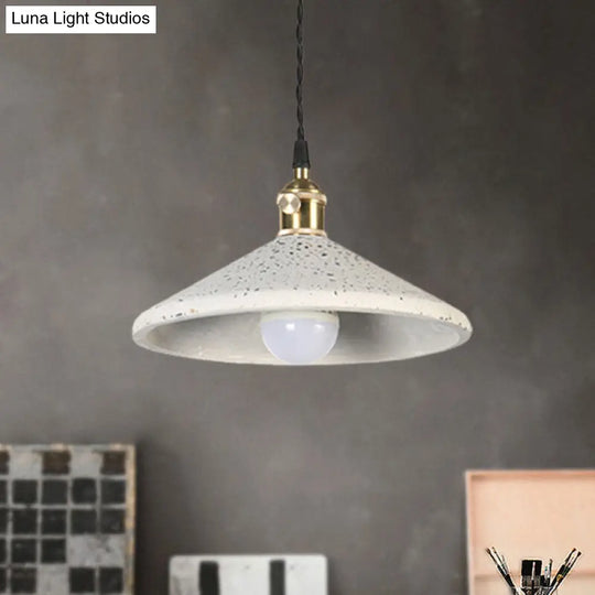 Contemporary Cement Hanging Lamp For Workshop Or Bar White