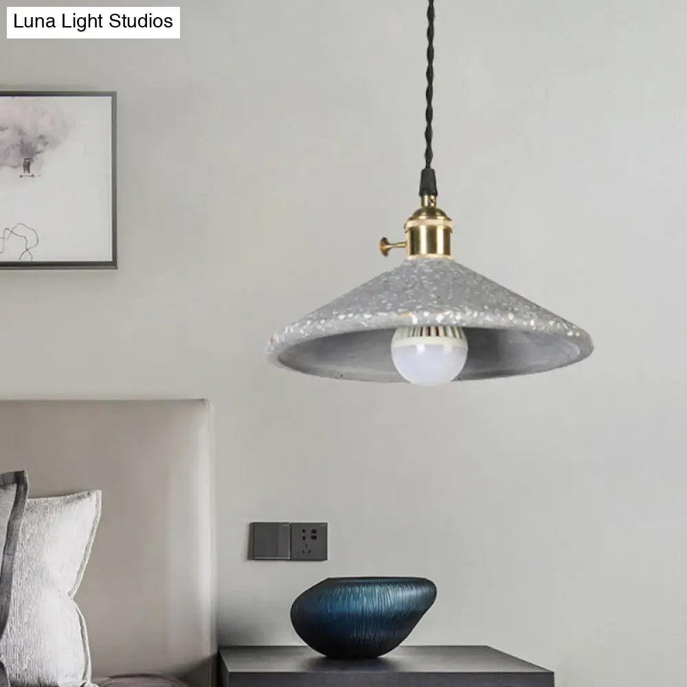 Contemporary Cement Hanging Lamp For Workshop Or Bar Grey