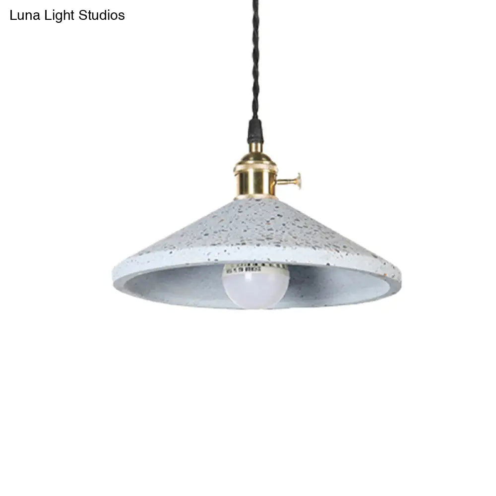 Contemporary Cement Pyramid Suspension Light - Ideal For Workshop And Bar