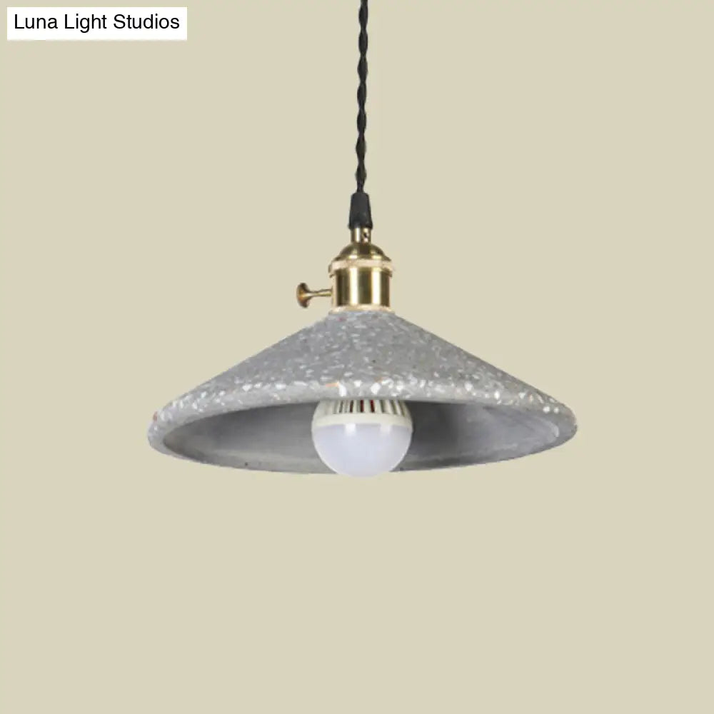 Contemporary Cement Pyramid Suspension Light - Ideal For Workshop And Bar