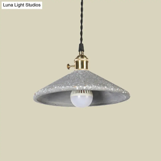 Contemporary Cement Pyramid Suspension Light - Ideal For Workshop And Bar