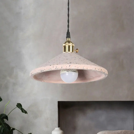 Contemporary Cement Pyramid Suspension Light - Ideal For Workshop And Bar Pink