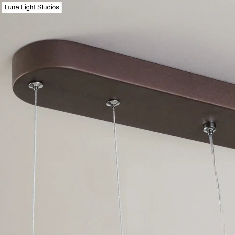 Contemporary Chandelier Lamp - Modern Brown Rectangle Suspension Light With Acrylic Shade In