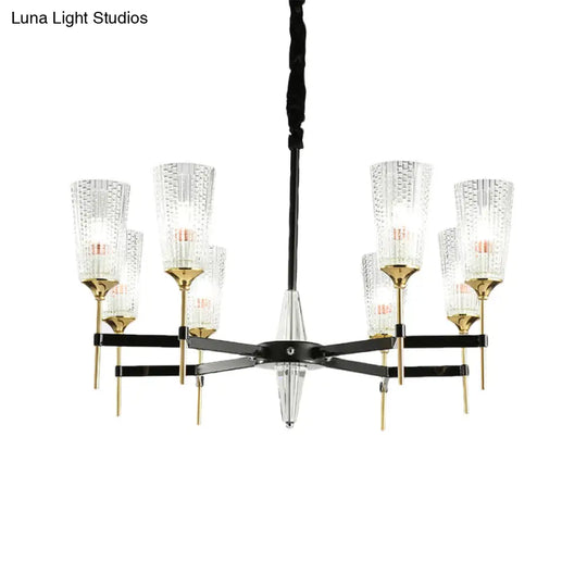 Contemporary Chandelier With Crystal Shade - Elegant Brass Pendant Fixture 6/8/12 Lights