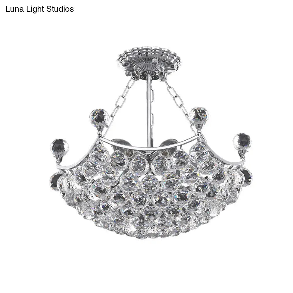 Contemporary Chrome Dome Chandelier With 12 Light Crystal Ball – Ideal For Dining Room