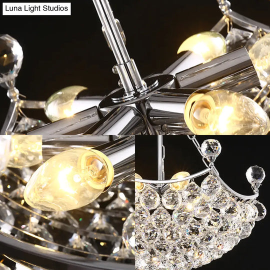 Contemporary Chrome Dome Chandelier With 12 Light Crystal Ball – Ideal For Dining Room