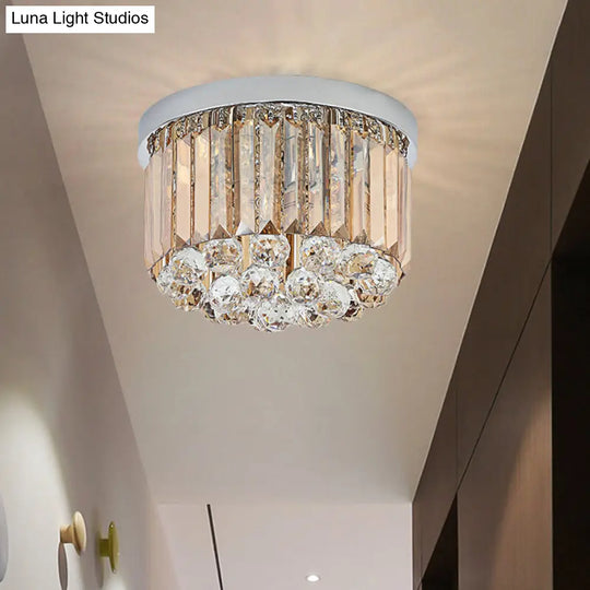 Contemporary Chrome Flush Mount Ceiling Light With Rectangular-Cut Design Available In 2/4/6 Lights