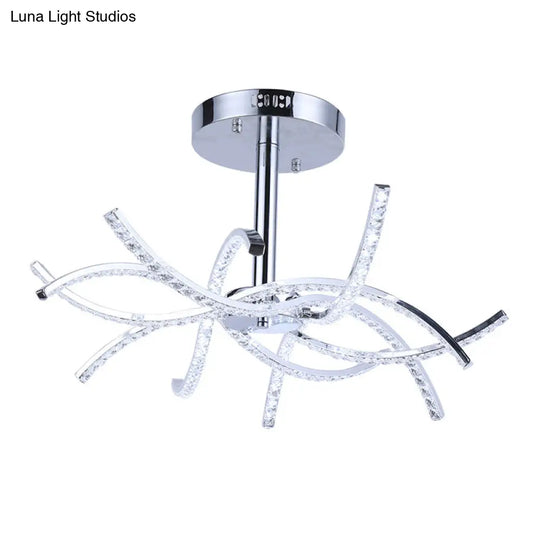 Contemporary Chrome Led Crystal Chandelier Pendant Light For Bedrooms