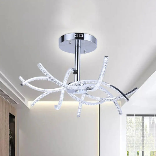 Contemporary Chrome Led Crystal Chandelier Pendant Light For Bedrooms