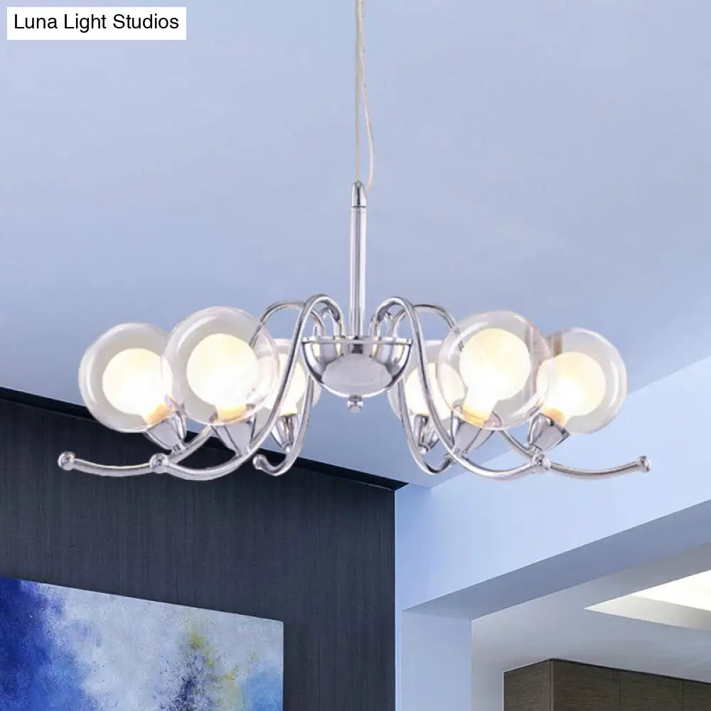 Contemporary Chrome Led Orb Chandelier With Clear Glass And Multi Lights Stylish Pendant Light