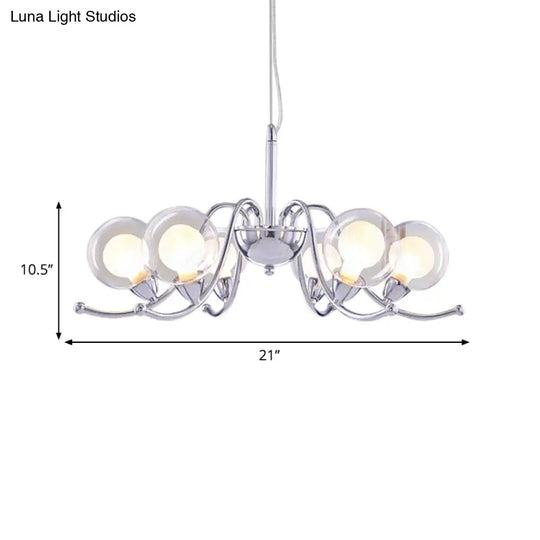 Contemporary Chrome Led Orb Chandelier With Clear Glass And Multi Lights Stylish Pendant Light