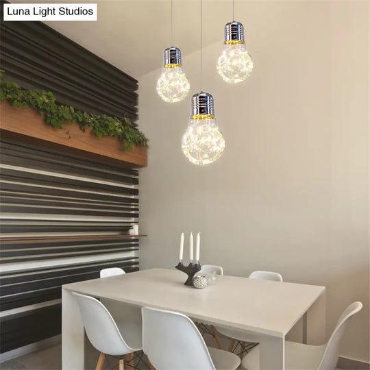 Contemporary Chrome Led Pendant Light With Clear Glass Shade - White/Warm Light’ This Revised