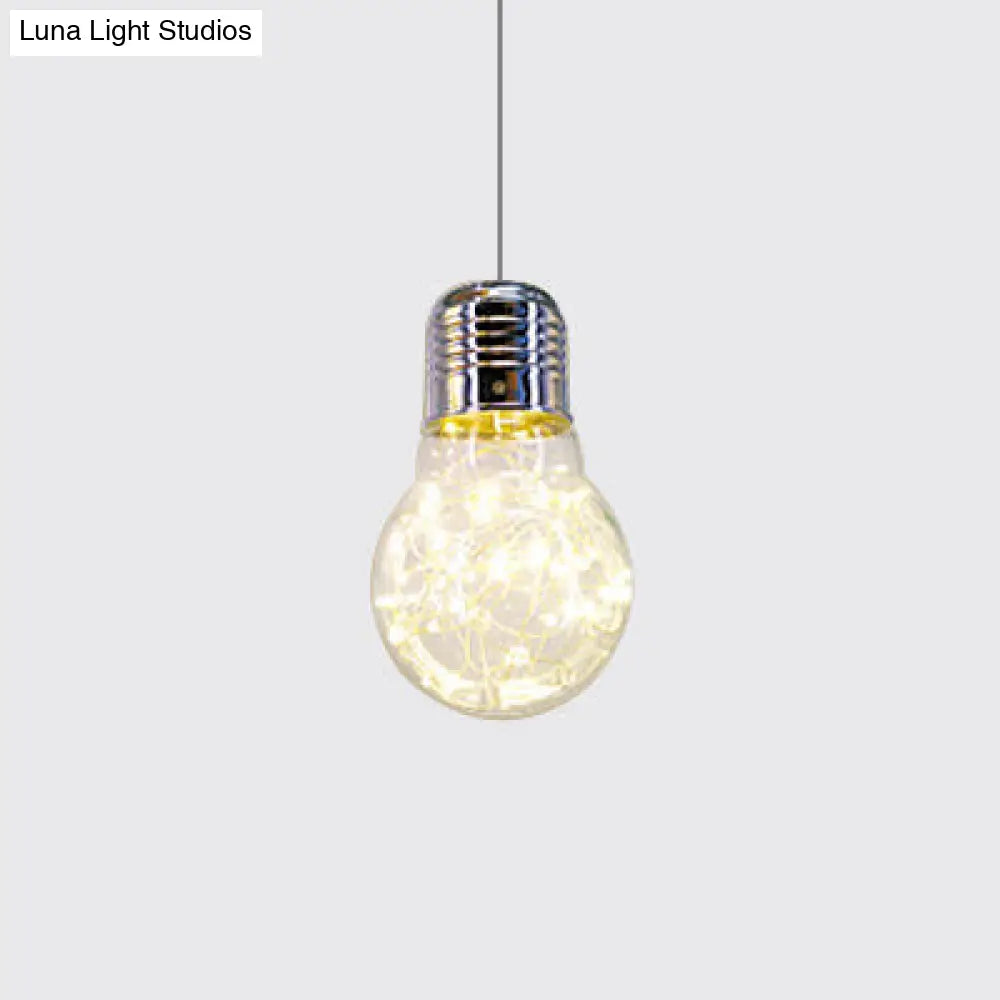 Contemporary Chrome Led Pendant Light With Clear Glass Bulb - White/Warm Light
Or
Clear Hanging In /