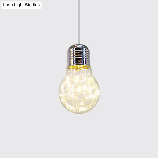 Contemporary Chrome Led Pendant Light With Clear Glass Bulb - White/Warm Light
Or
Clear Hanging In /