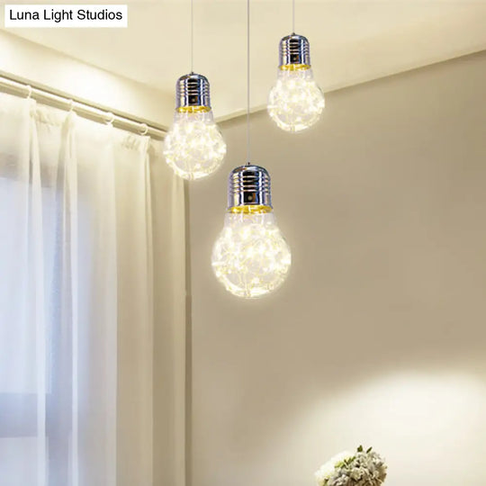 Contemporary Chrome Led Pendant Light With Clear Glass Shade - White/Warm Light’ This Revised