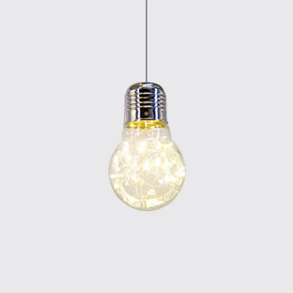 Contemporary Chrome Led Pendant Light With Clear Glass Shade - White/Warm Light’ This Revised