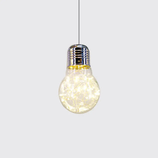 Contemporary Chrome Led Pendant Light With Clear Glass Shade - White/Warm Light’ This Revised