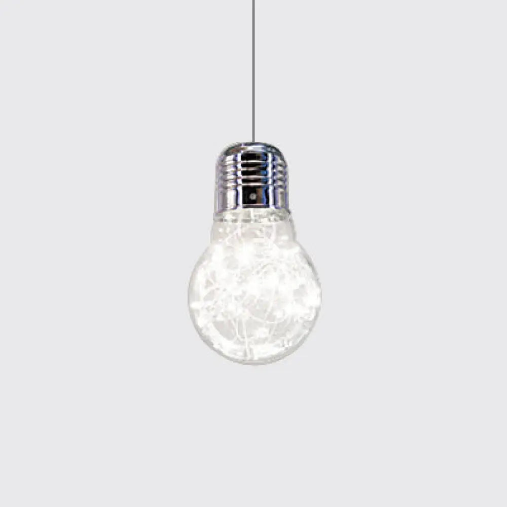 Contemporary Chrome Led Pendant Light With Clear Glass Shade - White/Warm Light’ This Revised