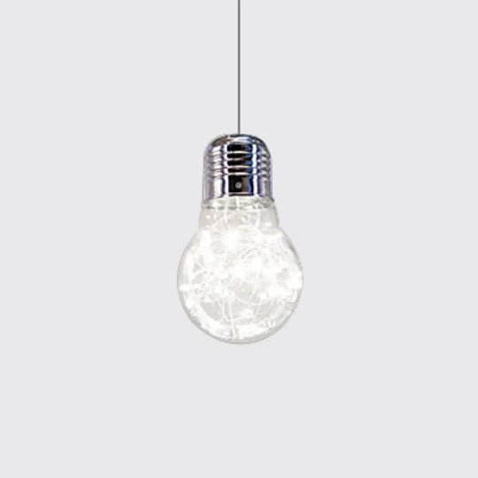 Contemporary Chrome Led Pendant Light With Clear Glass Shade - White/Warm Light’ This Revised