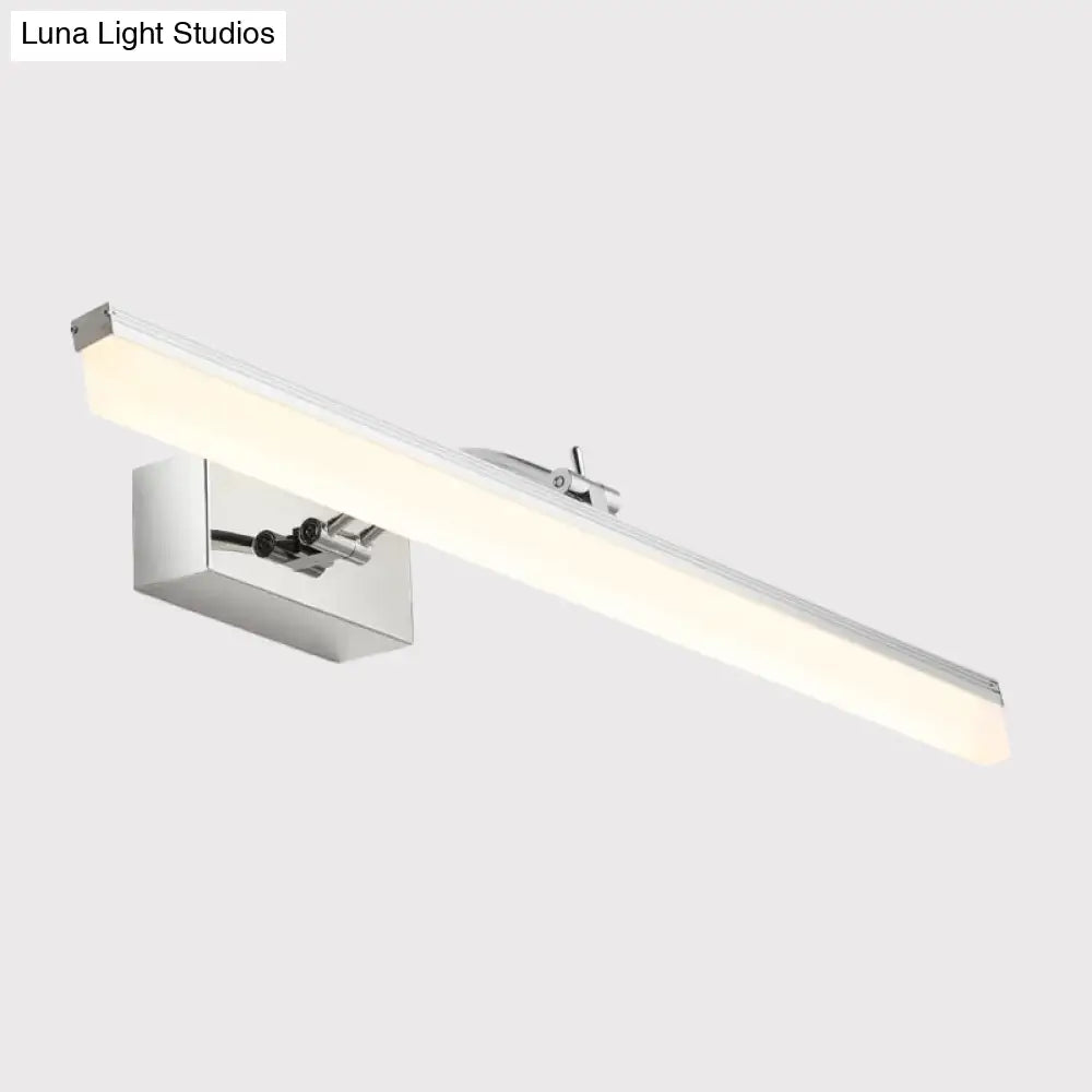 Contemporary Chrome Led Wall Vanity Light - Acrylic Elongated Design With Warm/White