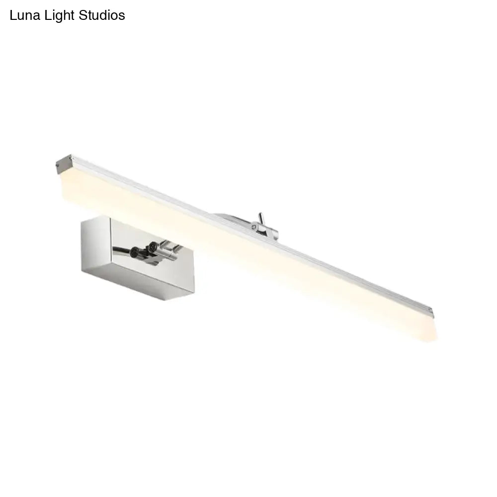 Contemporary Chrome Led Wall Vanity Light - Acrylic Elongated Design With Warm/White