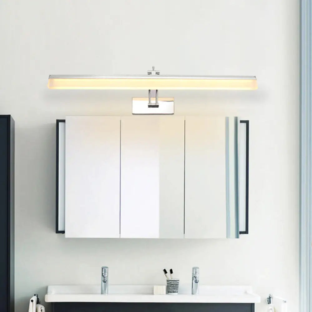 Contemporary Chrome Led Wall Vanity Light - Acrylic Elongated Design With Warm/White / Warm