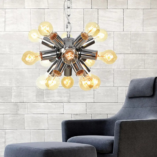 Contemporary Chrome Starburst Chandelier: 9/12 Bulbs Hanging Ceiling Pendant Light 12 /