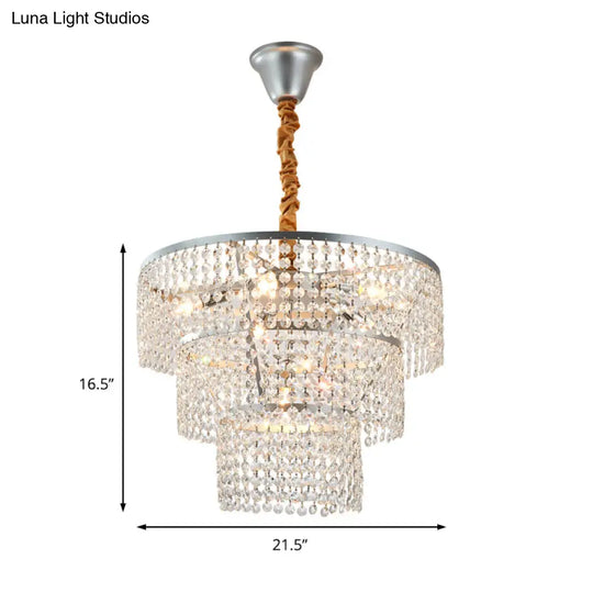 Contemporary Crystal Tiered Chandelier - 4/5/6 Lights Chrome Finish 12/16/21.5 Wide