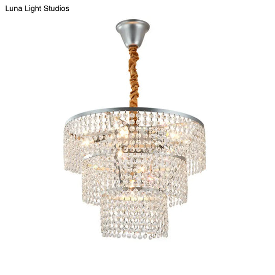 Contemporary Crystal Tiered Chandelier - 4/5/6 Lights Chrome Finish 12/16/21.5 Wide