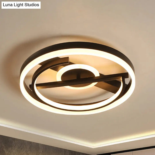 Contemporary Circle Acrylic Ceiling Mounted Led Flush Light - 16’/19.5’ Wide Black/White