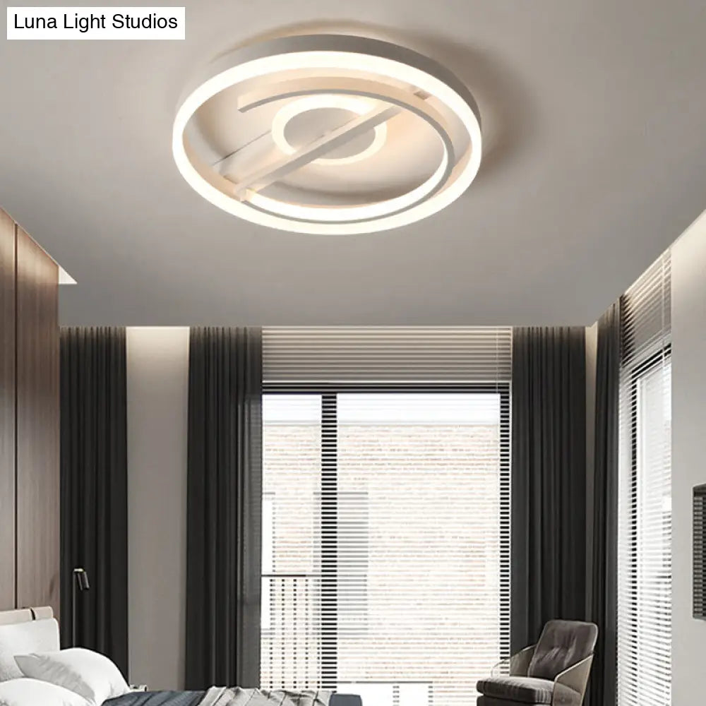 Contemporary Circle Acrylic Ceiling Mounted Led Flush Light - 16’/19.5’ Wide Black/White