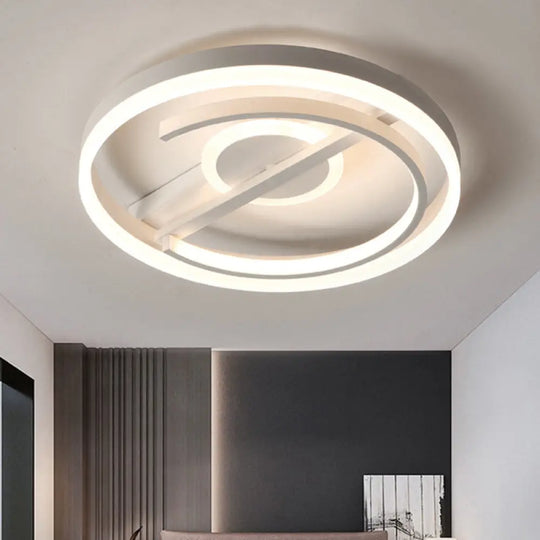 Contemporary Circle Acrylic Ceiling Mounted Led Flush Light - 16’/19.5’ Wide Black/White