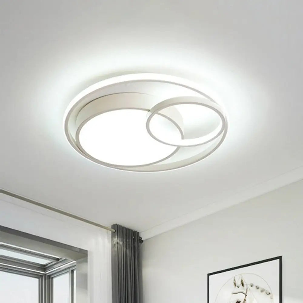 Contemporary Circle Acrylic Led Ceiling Light For Study Room White /