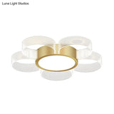 Contemporary Circle Ceiling Light: Acrylic 3/4/5 Bulbs Flush Mount Gold Finish