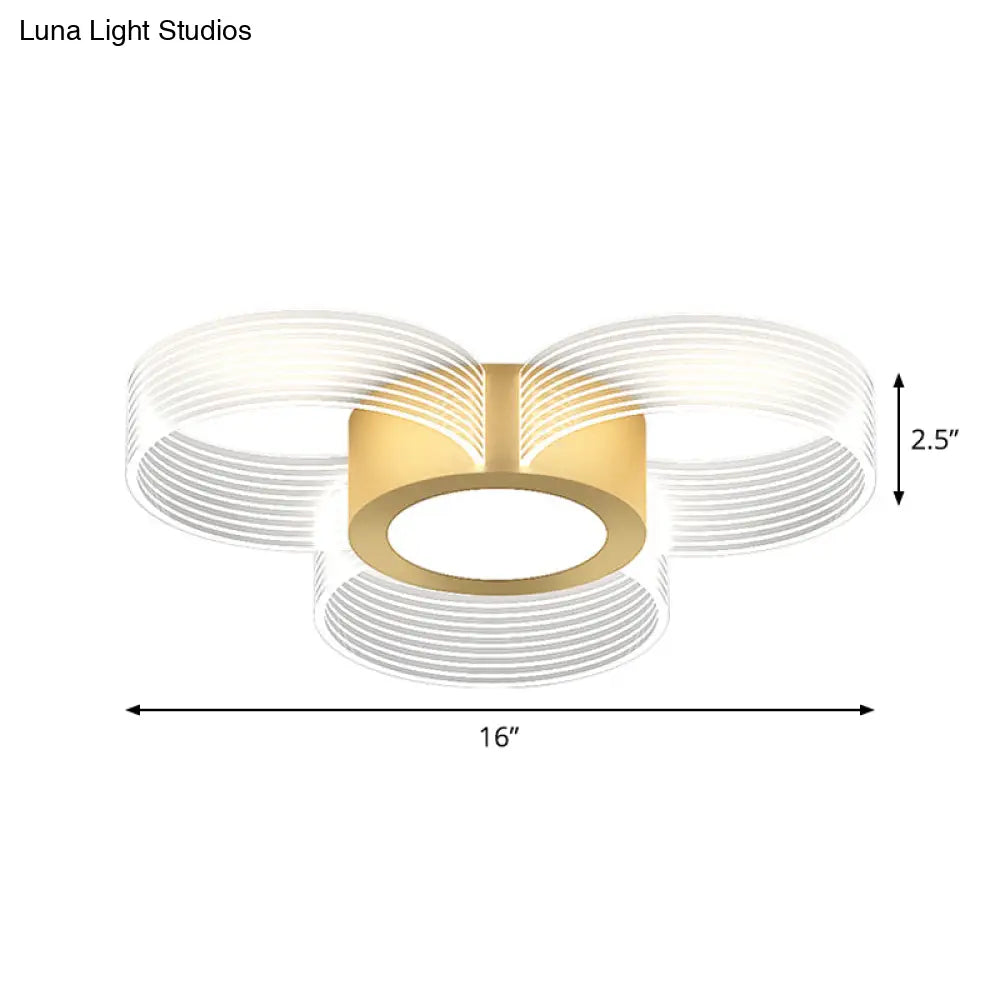 Contemporary Circle Ceiling Light: Acrylic 3/4/5 Bulbs Flush Mount Gold Finish