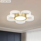 Contemporary Circle Ceiling Light: Acrylic 3/4/5 Bulbs Flush Mount Gold Finish