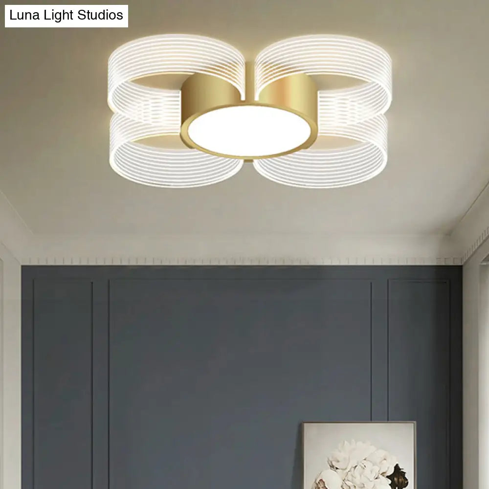 Contemporary Circle Ceiling Light: Acrylic 3/4/5 Bulbs Flush Mount Gold Finish