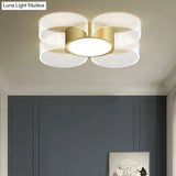 Contemporary Circle Ceiling Light: Acrylic 3/4/5 Bulbs Flush Mount Gold Finish