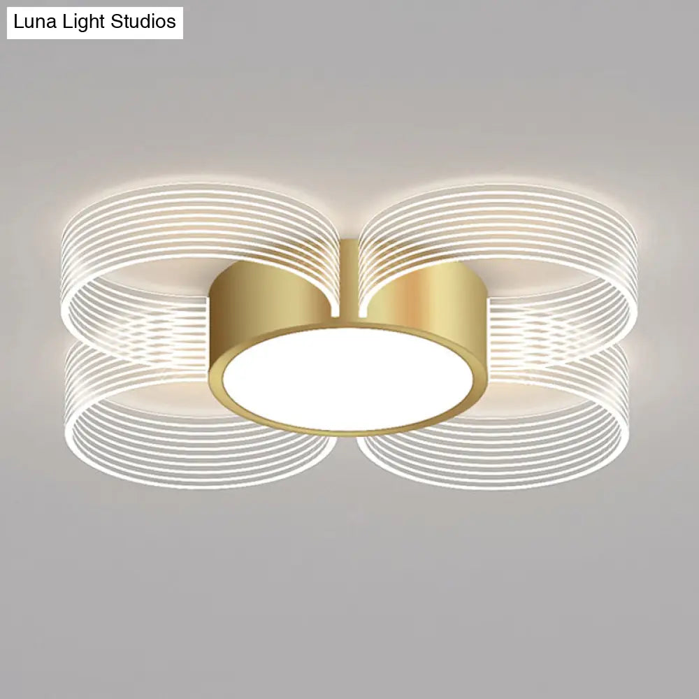 Contemporary Circle Ceiling Light: Acrylic 3/4/5 Bulbs Flush Mount Gold Finish