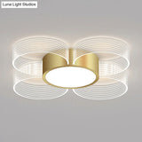 Contemporary Circle Ceiling Light: Acrylic 3/4/5 Bulbs Flush Mount Gold Finish