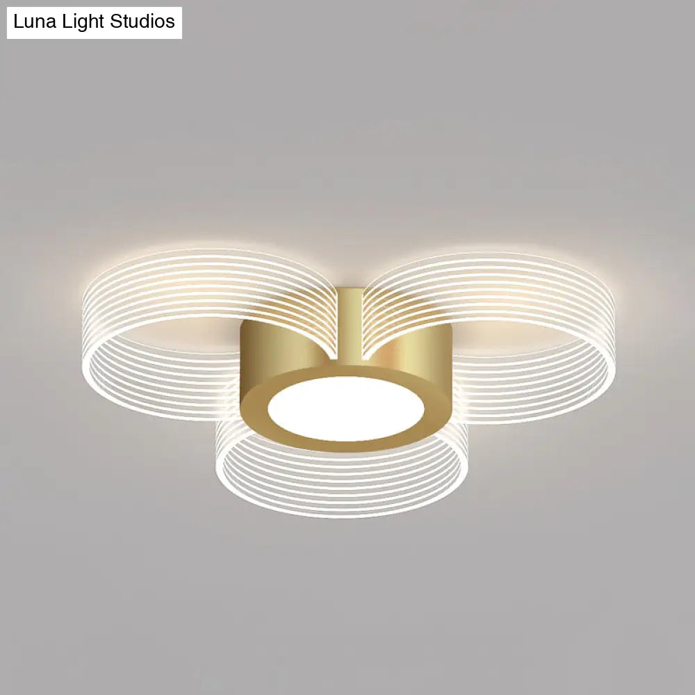 Contemporary Circle Ceiling Light: Acrylic 3/4/5 Bulbs Flush Mount Gold Finish