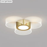 Contemporary Circle Ceiling Light: Acrylic 3/4/5 Bulbs Flush Mount Gold Finish