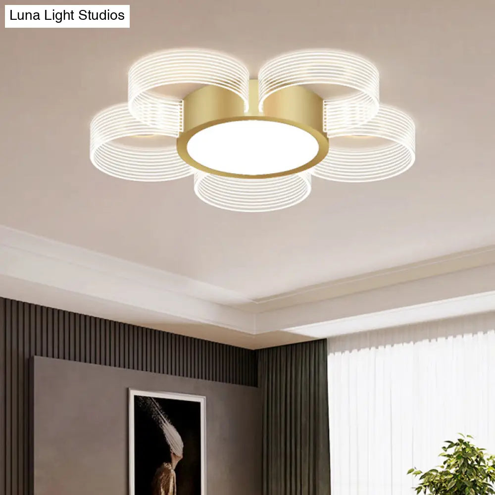 Contemporary Circle Ceiling Light: Acrylic 3/4/5 Bulbs Flush Mount Gold Finish