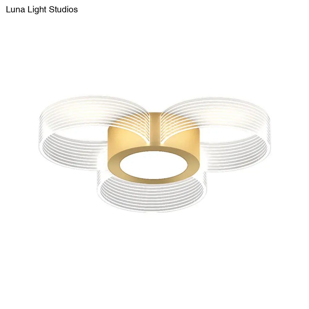 Contemporary Circle Ceiling Light: Acrylic 3/4/5 Bulbs Flush Mount Gold Finish