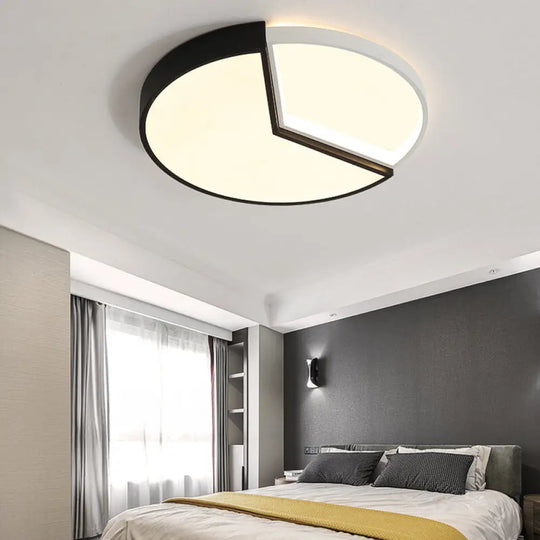 Contemporary Circular Acrylic Flush Mount Lamp (16’/19.5’ Wide) - Black Led Light For Bedroom