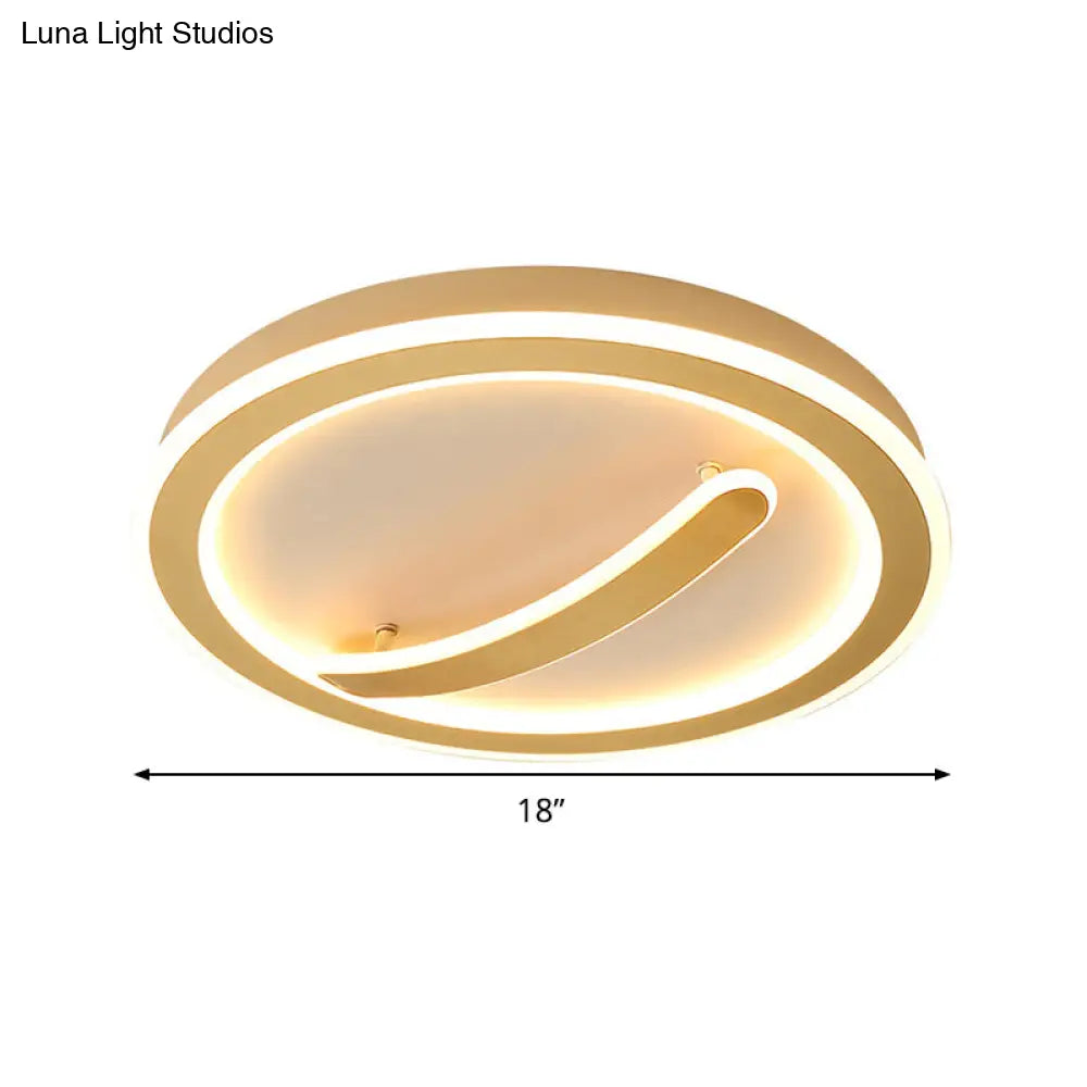 Contemporary Circular Ceiling Mount Light - 18’/20.5’ Wide Acrylic Gold/Black & White Led Flush