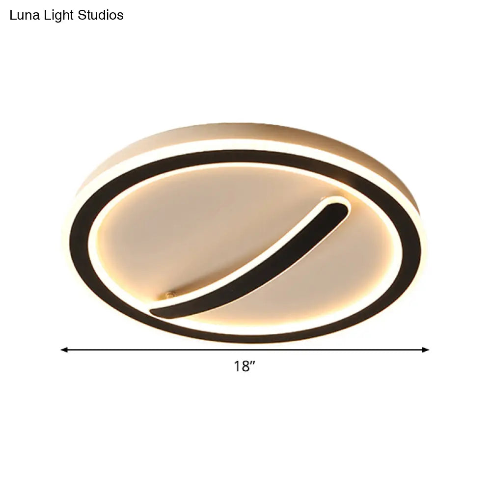 Contemporary Circular Ceiling Mount Light - 18/20.5 Wide Acrylic Gold/Black & White Led Flush