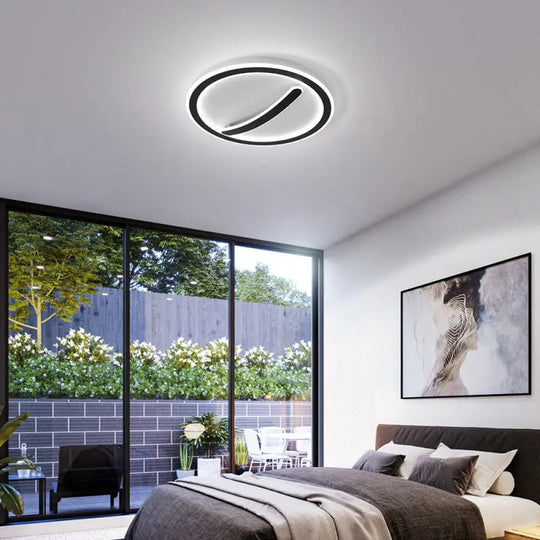 Contemporary Circular Ceiling Mount Light - 18’/20.5’ Wide Acrylic Gold/Black & White Led Flush