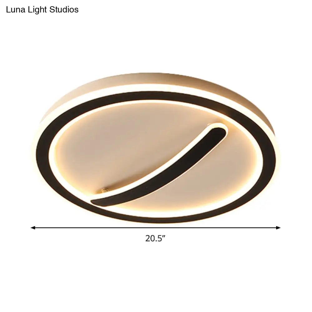 Contemporary Circular Ceiling Mount Light - 18’/20.5’ Wide Acrylic Gold/Black & White Led Flush