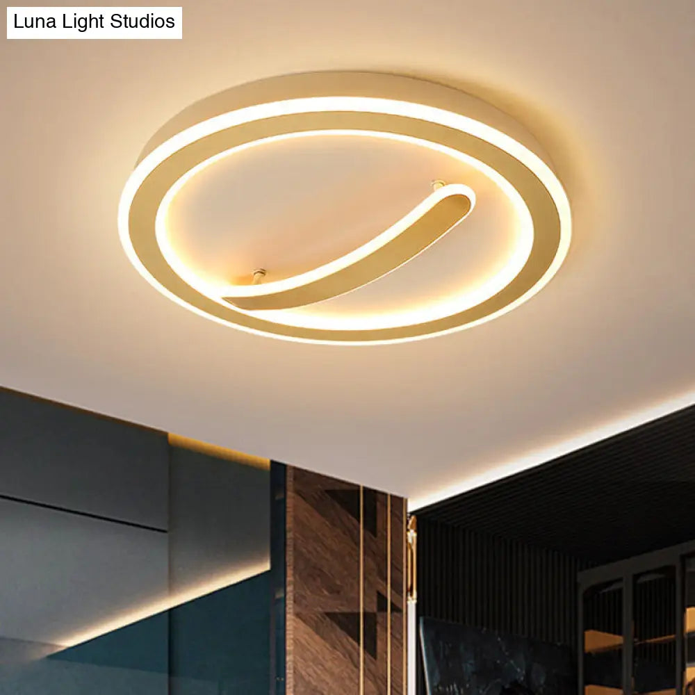 Contemporary Circular Ceiling Mount Light - 18’/20.5’ Wide Acrylic Gold/Black & White Led Flush